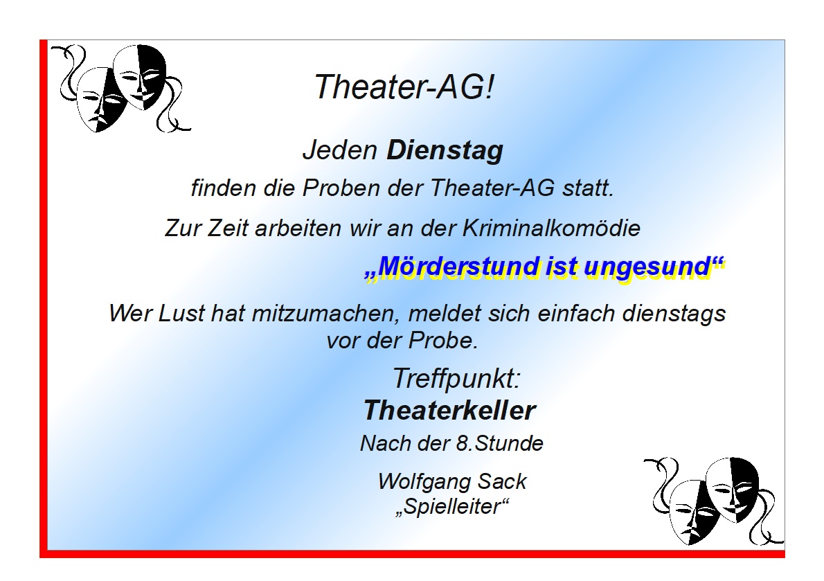Aushang Theater-AG - 2021-2022 + Mörderstund Werbung (A5)